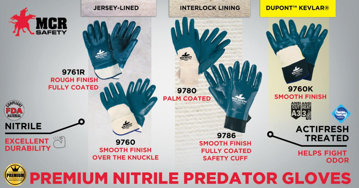 MCR Safety 9780XL Predalite Nitrile Coated Palm Gloves XL