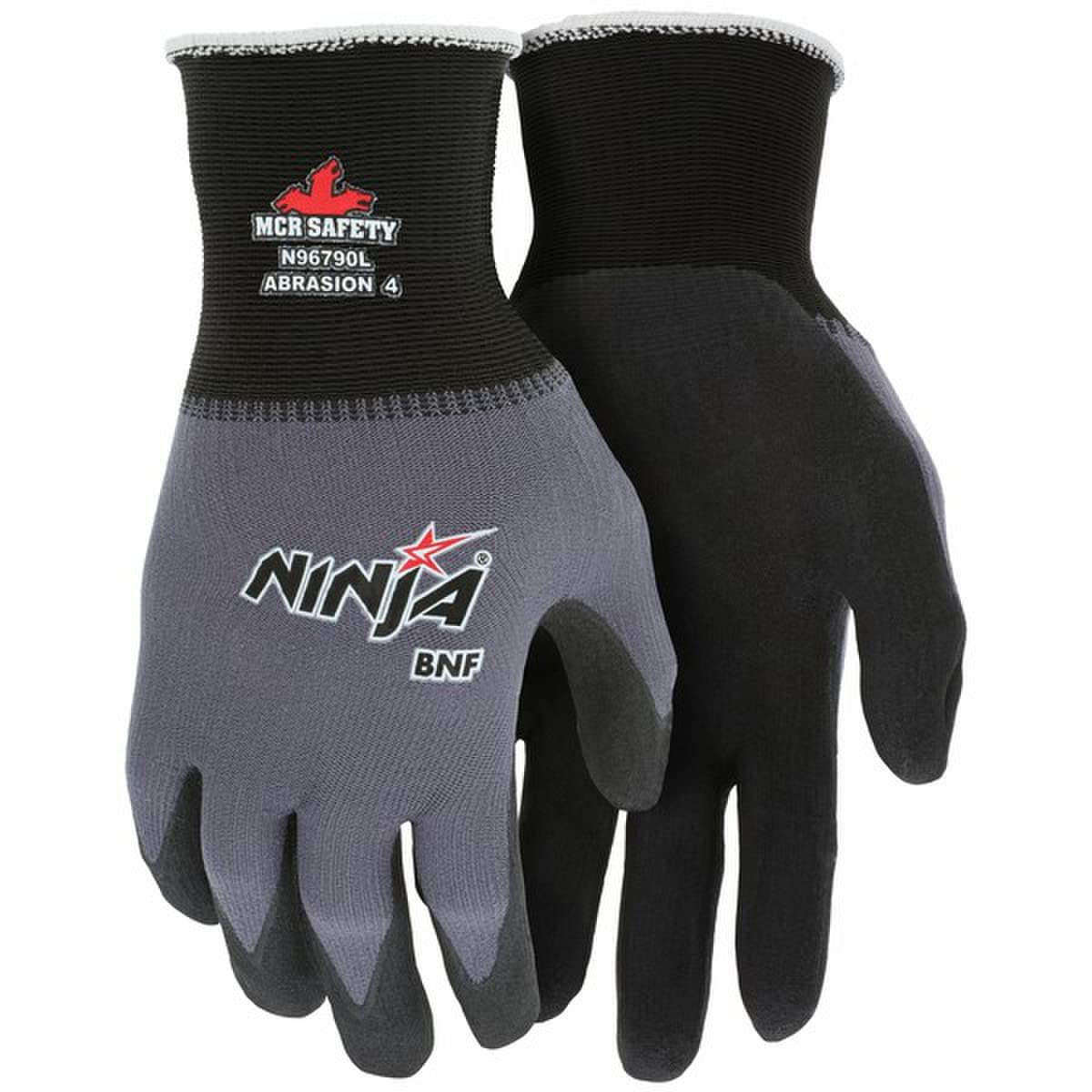 MCR Safety N96790S Ninja BNF Gloves Small Black/Gray