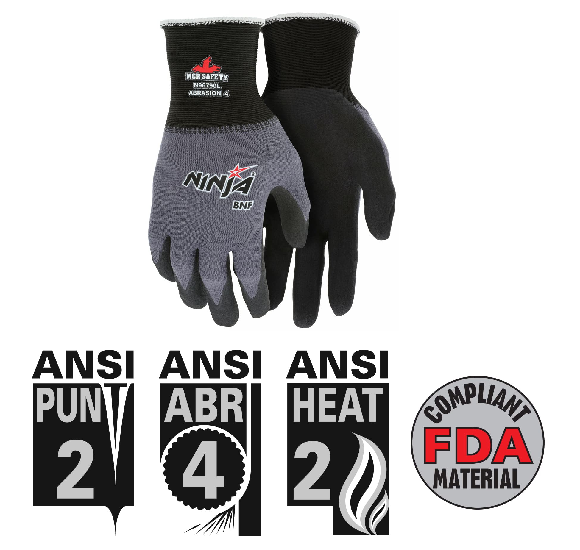 MCR Safety N96790XXL Ninja BNF Work Glove 15 Gauge Nylon/Spandex Shell XX-Large