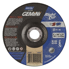 Norton 66252842202 Gemini Right Cut Reinforced Abrasive Flat Cut-off Wheel Aluminum Oxide 7/8 Arbor 6 Inches Diameter 0.045 Inches Thickness Pack of 25