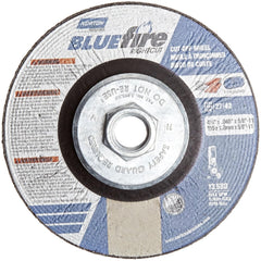 Norton 66252843223 Blue Fire Right Cut Right Angle Grinder Reinforced Depressed Center Abrasive Cut-off Wheel 5/8-11 Hub 4-1/2 Diameter x 0.045 Thickness Pack of 10