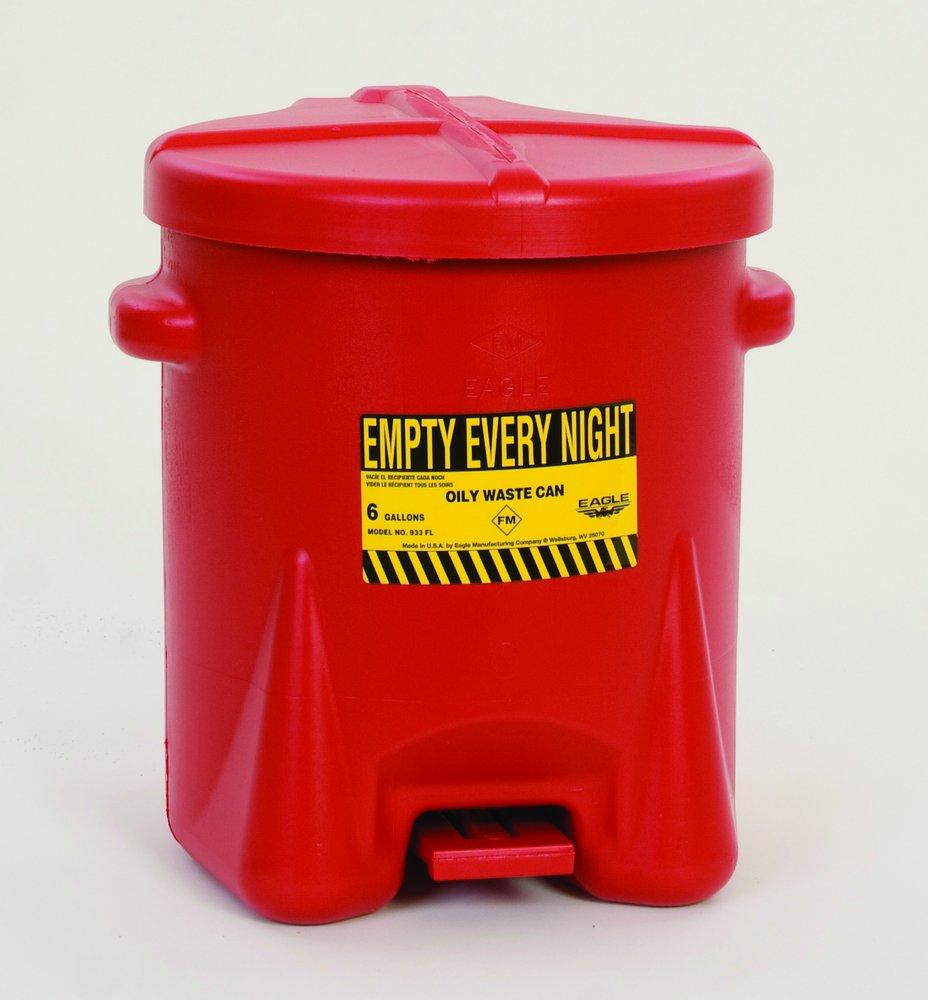 Eagle 933FL Poly Oily Waste Can 6 Gal Red