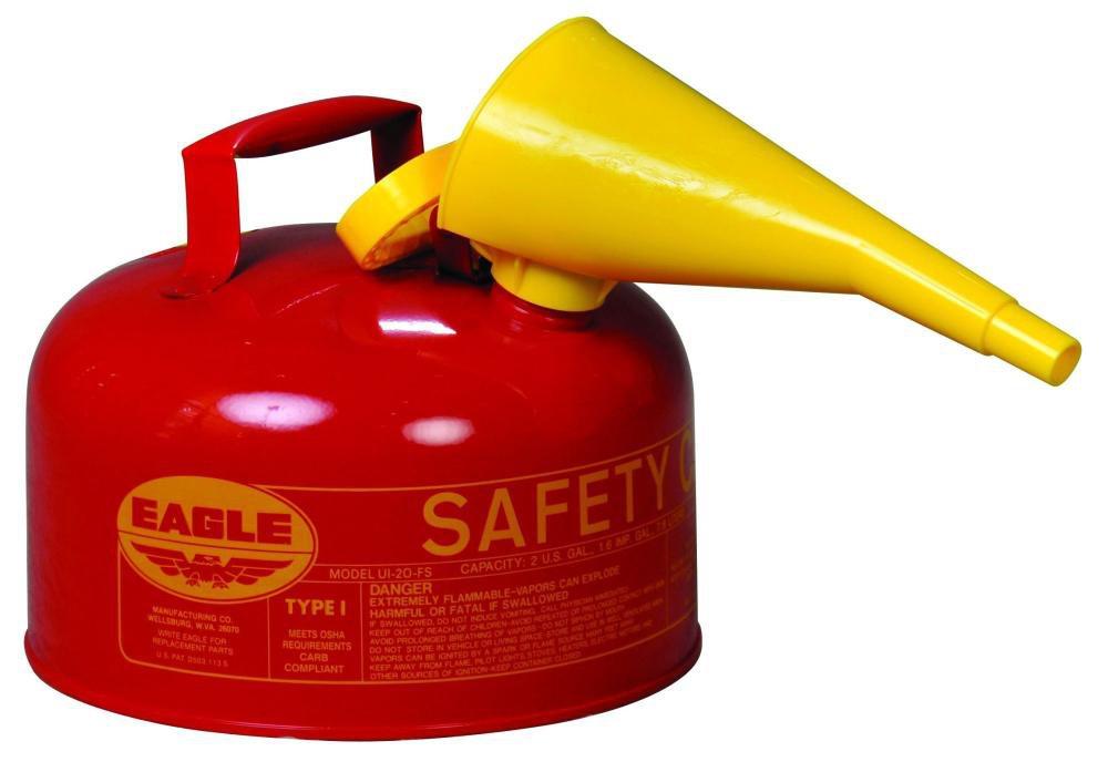 Eagle UI20FS Type I 2 gal. Metal Safety Gas Can with Funnel