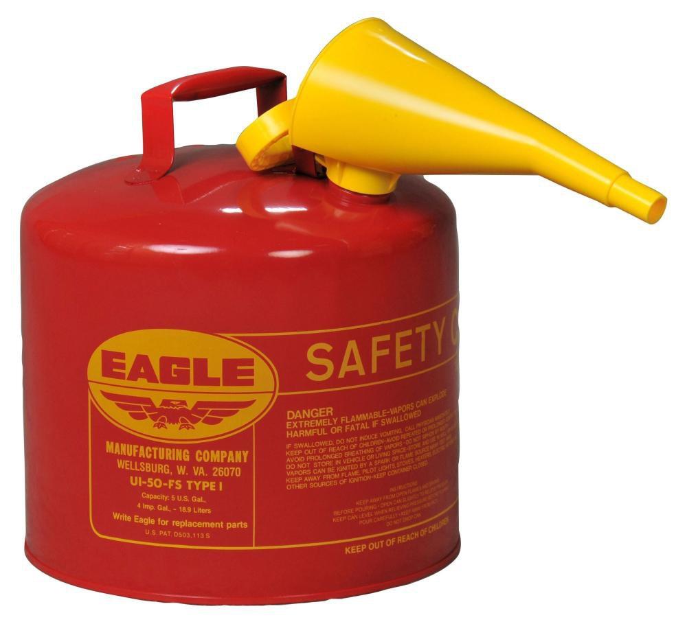 Eagle UI50FS Type I 5 gal Hot Dipped Galvanized Safety Can for Storage in Red