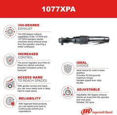 Ingersoll Rand 1077XPA 1/2 Drive Air Ratchet Wrench, 160 RPM