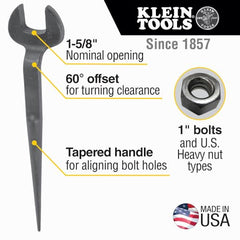 Klein Tools 3214 Spud Wrench 1-5/8-Inch Nominal Opening 1-Inch Bolt for U.S. Heavy Nut