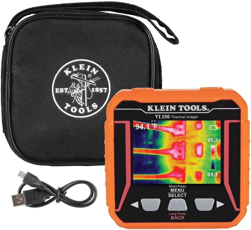 Klein Tools TI250 Rechargeable Thermal Imaging Camera 3 Color Palettes High/Low Temperature Points