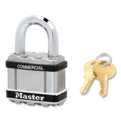 Master Lock M5KASTS-A1378 Wide Commercial Magnum Laminated Steel Padlock 2 in Body Width 1 in Shackle Height Alike-Keyed