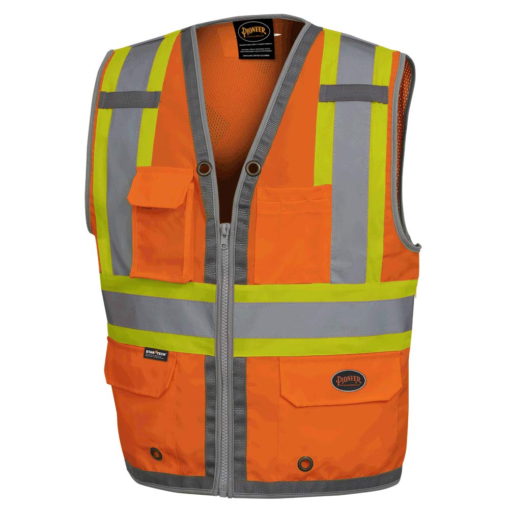 Pioneer V1010250U-L Safety Vest High Visibility Mesh Back Large Orange