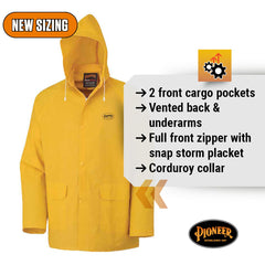 Pioneer V3010460U-M Waterproof PVC Work Suit Medium Yellow Safety Jacket and Bib Pants