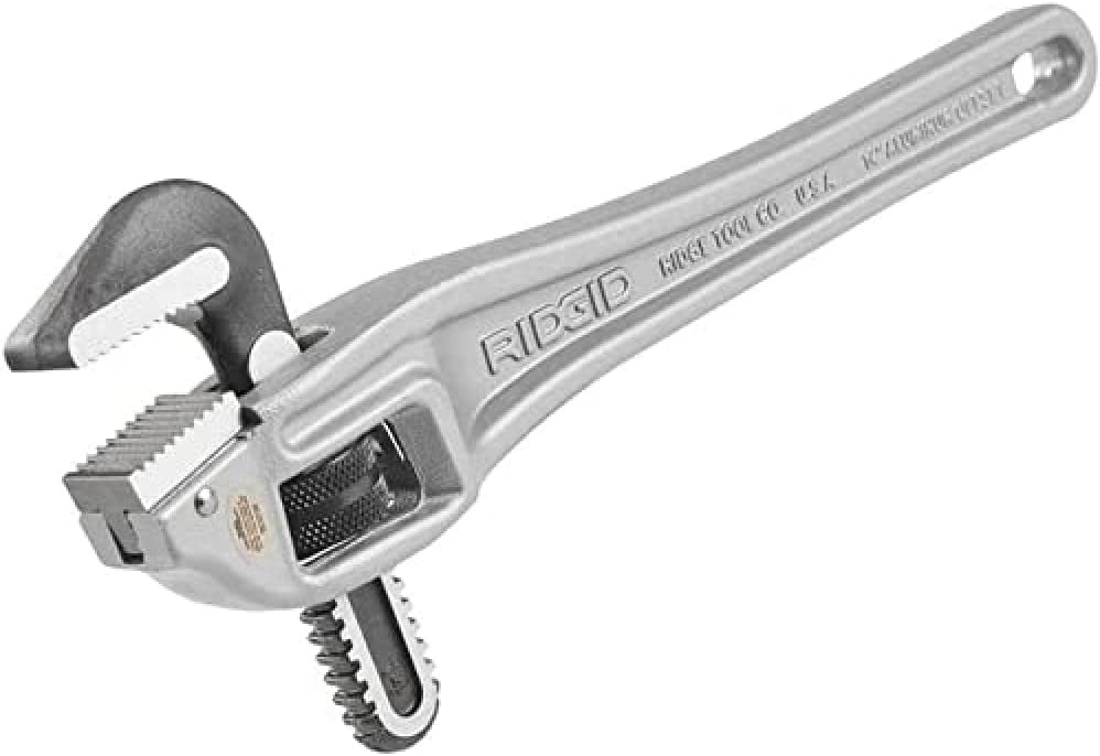 Ridgid 31120 14 Aluminum Offset Pipe Wrench Parallel Handle Narrow Hook Jaw Tight Spaces Overhead Applications