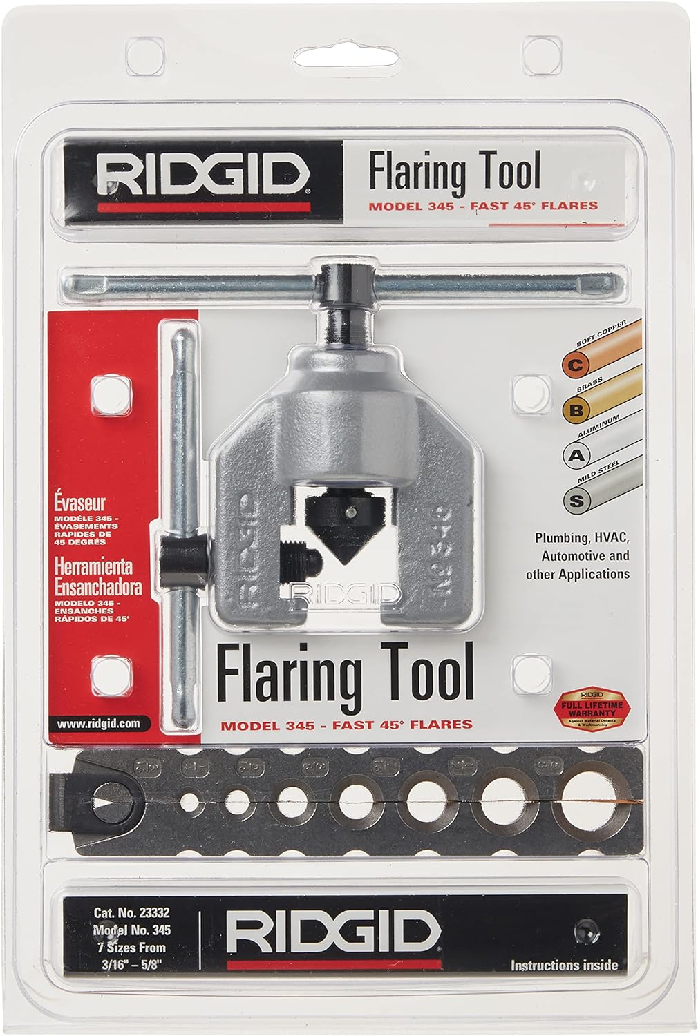 RIDGID 23332 Pipe Flaring Tool 45-Degree Flares Small