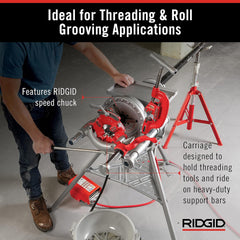 RIDGID 15682 Model 300 Power Drive Complete 38 RPM Pipe Threading Machine and 12-Inch to 34-Inch, 1-Inch to 2-Inch Universal Alloy Threading Die Heads Oiler