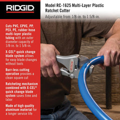 Ridgid 23498 RC-1625 Ratchet Action Pipe Cutter 1/8 to 1-5/8 Inch