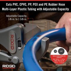 Ridgid 23498 RC-1625 Ratchet Action Pipe Cutter 1/8 to 1-5/8 Inch