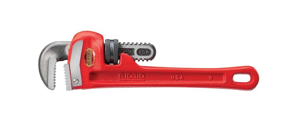 Ridgid 31005 Model 8 Heavy-Duty Straight Pipe Wrench 8-Inch Plumbing Wrench Red