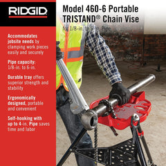 RIDGID 36273 TRISTAND Portable Chain Vise 1/8-6 Inch Capacity Pipe