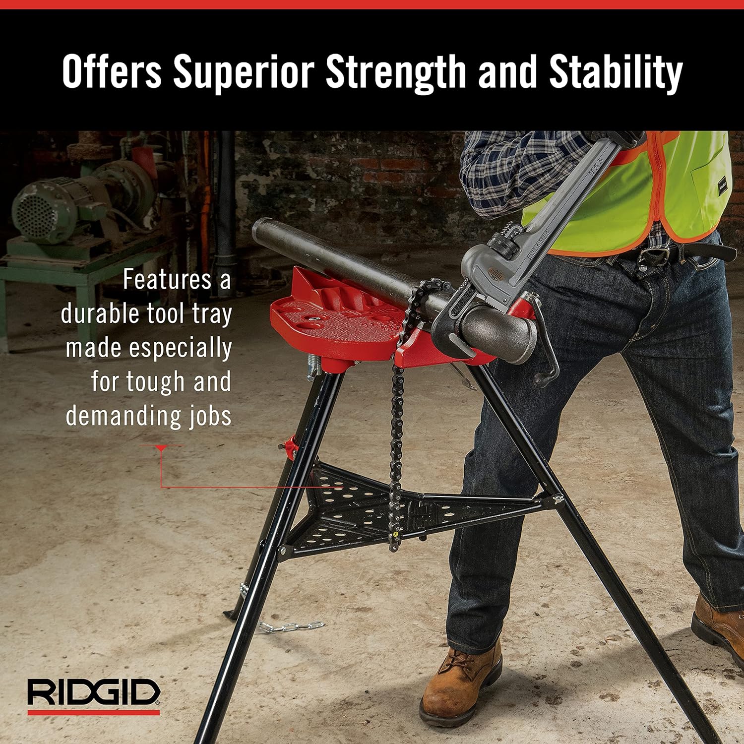 RIDGID 36273 TRISTAND Portable Chain Vise 1/8-6 Inch Capacity Pipe