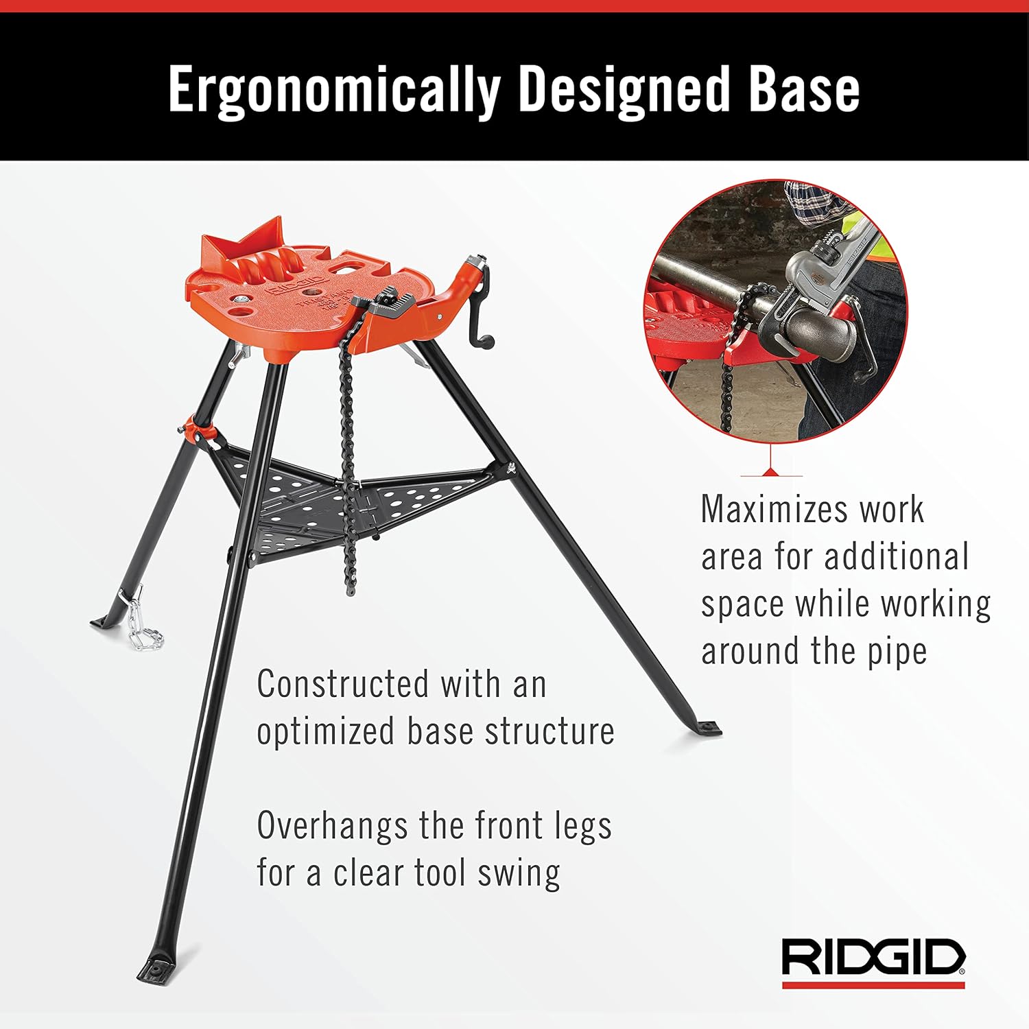 RIDGID 36273 TRISTAND Portable Chain Vise 1/8-6 Inch Capacity Pipe