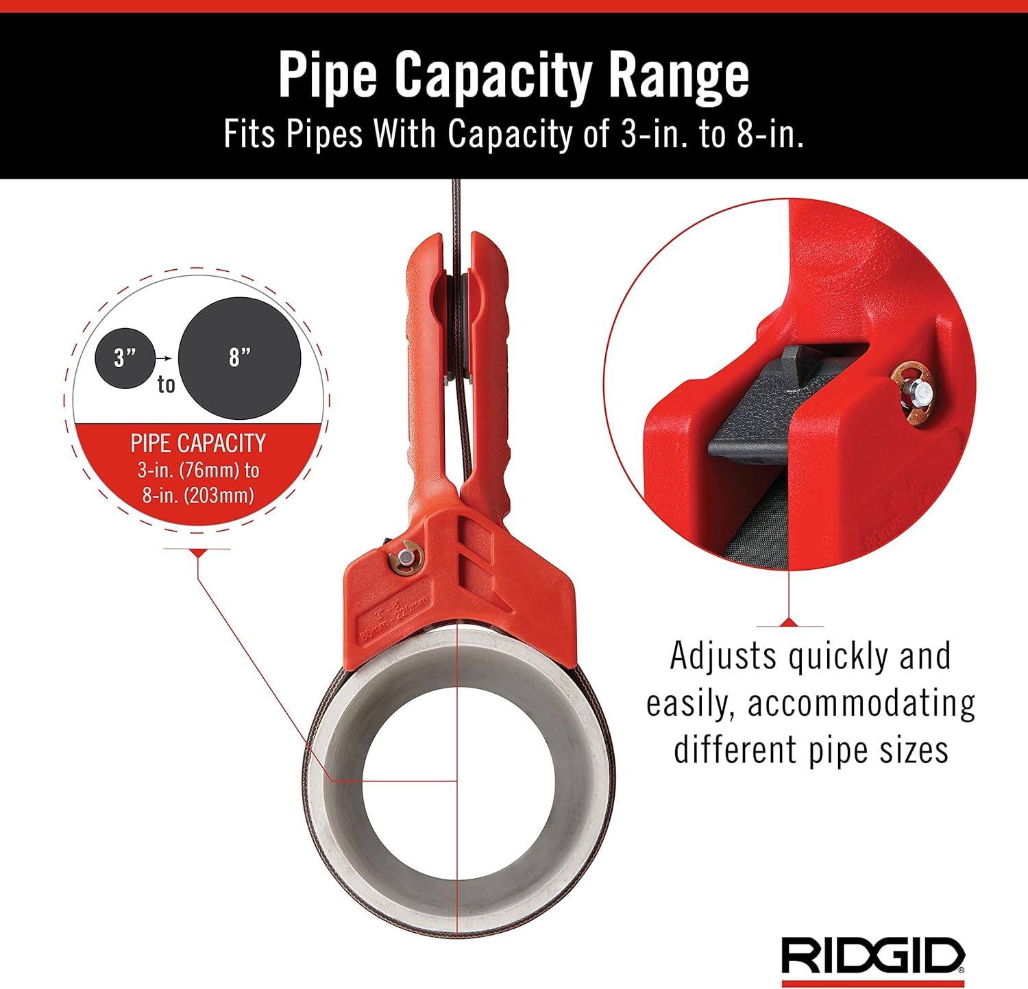 RIDGID 42478 STRAPLOCK Pipe Handle 7 Inch Strap Wrench, Red