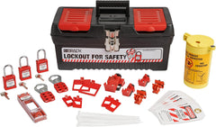 Brady 153670 Electrical Lockout Tagout Kit - Hasps Clamp on Universal Multipole Circuit Breaker Lockouts Loto Tags Plug Cable Lockout 3 Red Keyed Different Safety Padlocks (1 Key Per Lock)