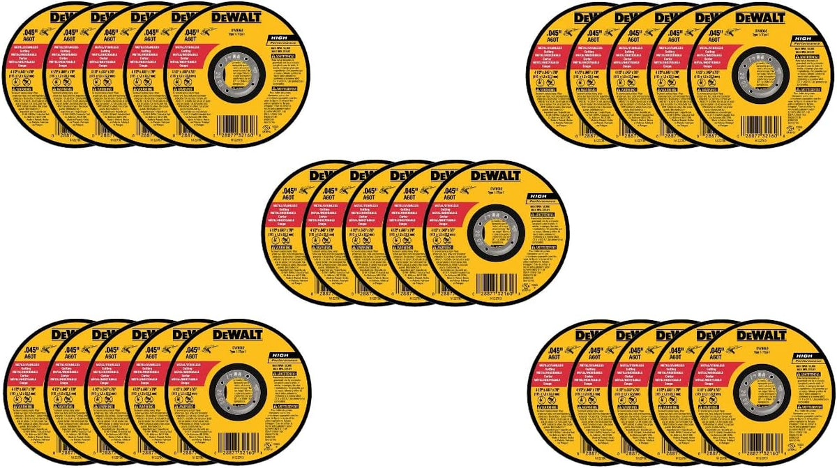 DeWalt DW8062 Type 1 High Performance Reinforced Cut-Off Wheel 4.5 inches 7/8 Arbor Pack of 25