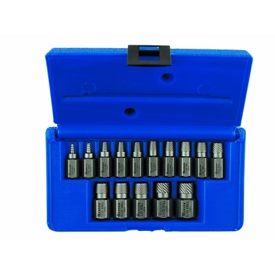 Irwin 53228 Hex Head Multi-Spline Screw Extractors - 532 Series - Plastic Case Set, 15 Pc, 1/8 in to 9/16 in