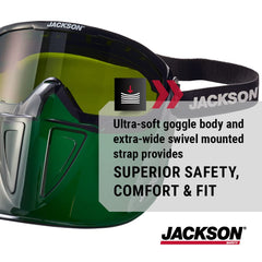 Jackson Safety 21001 GPL530 Premium Goggle with Detachable Face Shield Anti-Fog Coating Shade 3 IR Lens Green