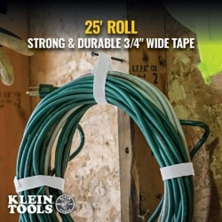 Klein Tools 450-960 Hook-and-Loop Tape Roll 3/4 in x 25 ft Nylon White