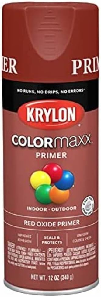 Krylon K05583007 ColorMaxx Spray Primer Red Oxide 12 Ounce