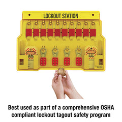 Master Lock 1483BP1106 Lockout Tagout Padlock Station Includes 4 Aluminum Padlocks