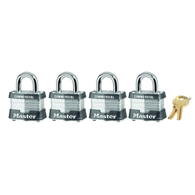 Master Lock 3QCOM No. 3 Laminated Steel Padlock Keyed Alike