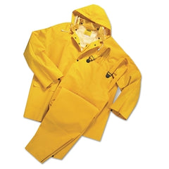 PIP 4035/L 3-Pc Rainsuit Jacket Hood Overalls 0.35 mm PVC Polyester Yellow Large