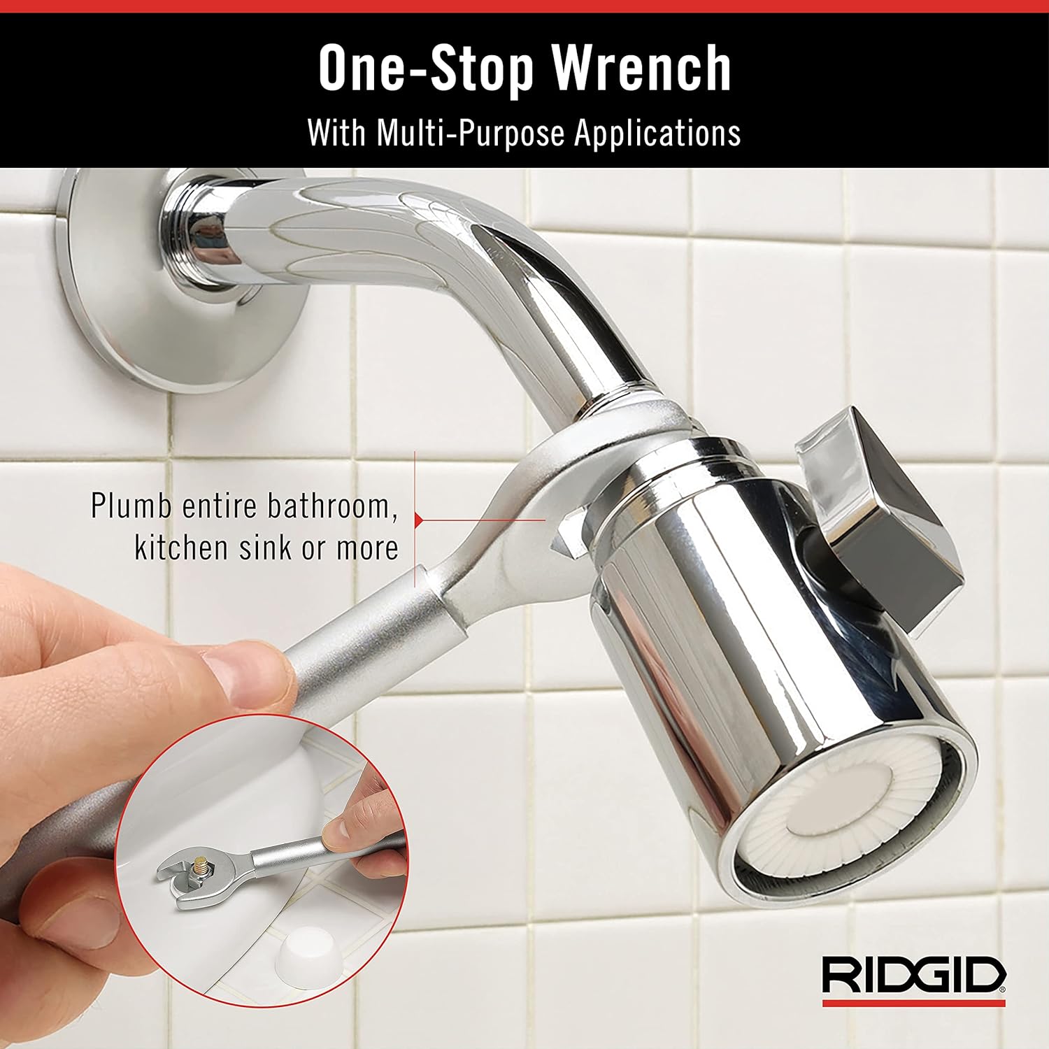 RIDGID 27023 Model 2002 One Stop 2-in-1 Wrench for Angle Stops, Straight Stops, and Compression Couplings