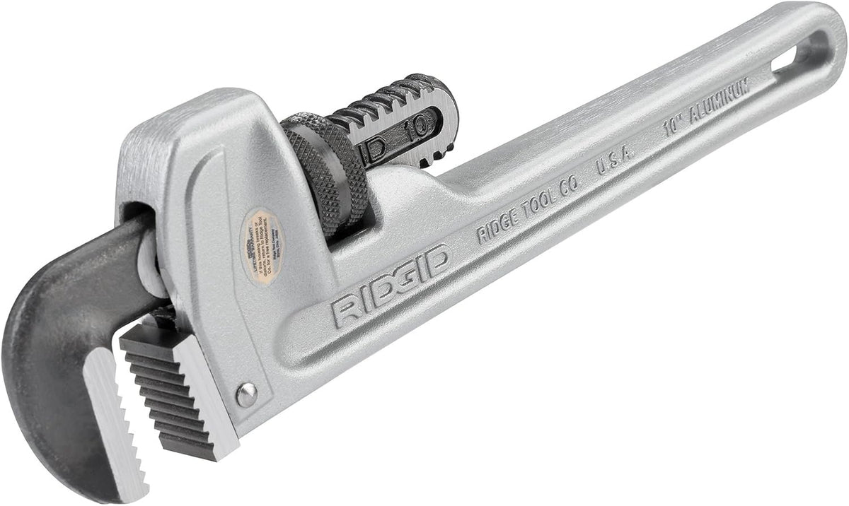 Ridgid 31090 Aluminum Straight Pipe Wrench 10 Inch 1-1/2 Inch Jaw Capacity