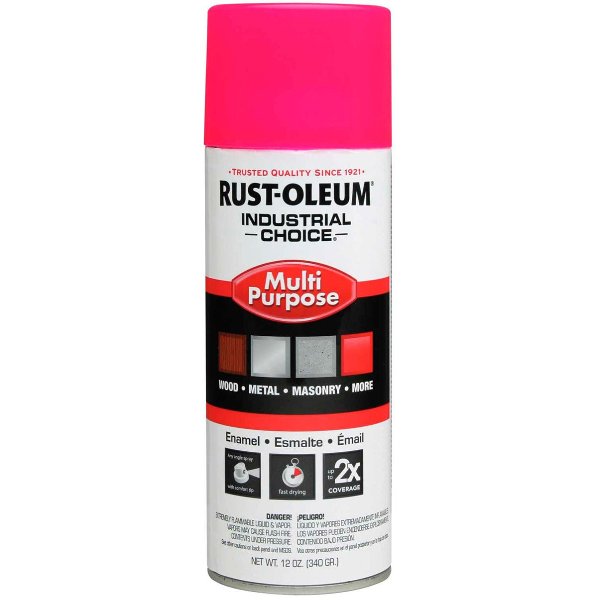 Rust-Oleum 1659830 Industrial Choice 1600 System Enamel Aerosols 12 oz Fluorescent Pink