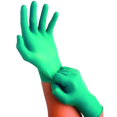 Ansell 105077 TouchNTuff 92-600 Nitrile Powder-Free Disposable Gloves, Small, Green