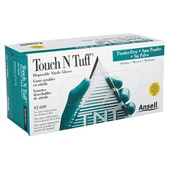 Ansell 105078 TouchNTuff 92-600 Nitrile Powder-Free Disposable Gloves Medium Green