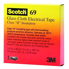 3M 7000005818 Glass Cloth Electrical Tape 69 3/4 in x 66 ft White