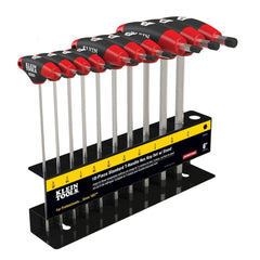 Klein Tools JTH610E T-Handle Hex Key Set, SAE Inch Sizes, 6 Inches Blades, 10-Piece with Stand