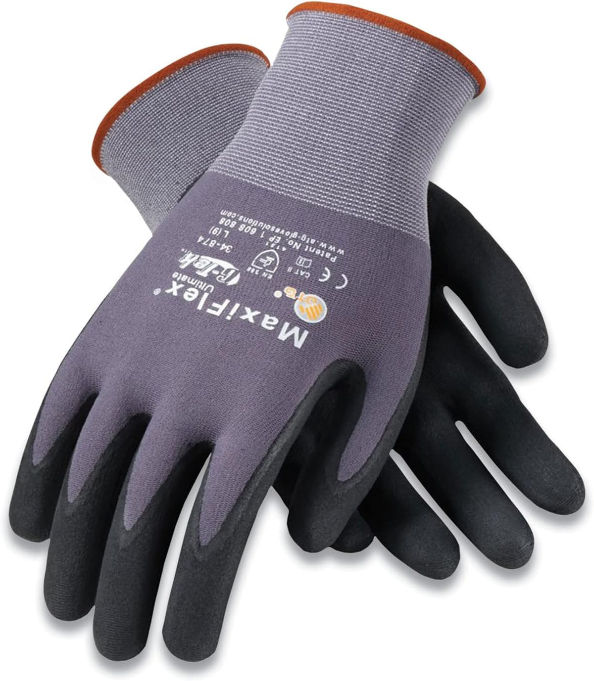 PIP 34-874/L MaxiFlex Nitrile Coated Knit Nylon Gloves Large 12 Pairs