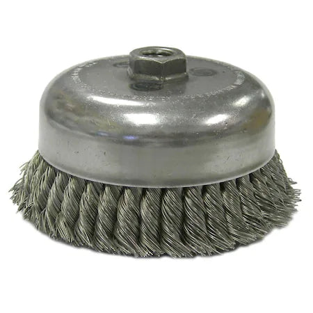 Weiler 12556 Heavy-Duty Knot Wire Cup Brush 6-inch 5/8-11 UNC Nut