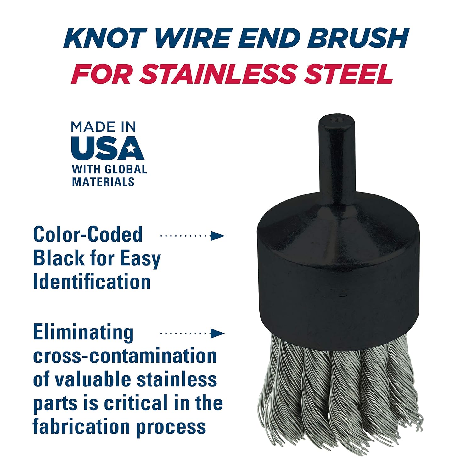 Weiler 10031 Knot Wire End Brush 1-1/8 in. x 0.014 in. Stainless Steel