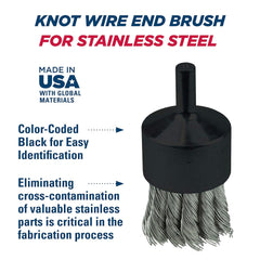 Weiler 10031 Knot Wire End Brush 1-1/8 in. x 0.014 in. Stainless Steel