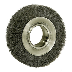 Weiler 3510 Wide-Face Crimped Wire Wheel 6 Inch Diameter x 1 1/4 Inch Width Stainless Steel 6000 RPM