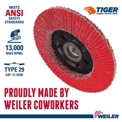 Weiler 50121 Ceramic Abrasive Flap Disc 40 Grit 4.5 Inch