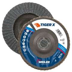 Weiler 50649 6 Inch Tiger Disc Abrasive Flap Disc Conical 40 Grit 7/8 Arbor