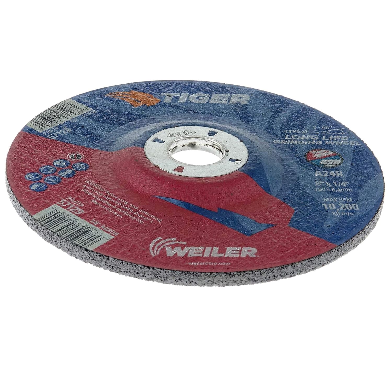 Weiler 57129 Tiger Type 27 Grinding Wheel 6 Inches Pack of 10