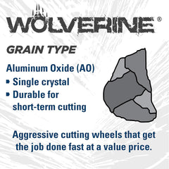 Weiler 56282 Wolverine 7/8 Arbor 0.040 Thickness 6 Diameter A60T Grit Type 1 Large Reinforced Wheel