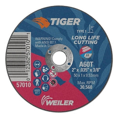 Weiler 57065 Tiger AO Cutting Wheel 3 x 0.035 inches 1/4 Arbor A60T Type 1